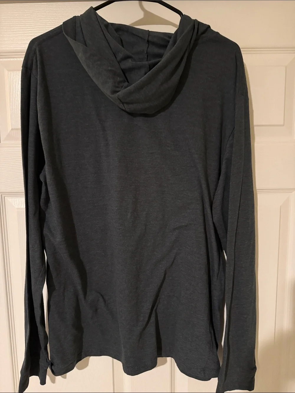 Carolina Hooded Long Sleeve Sleep Tee - Charcoal with Light Blue Logo - Picture 4 of 6